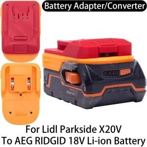 Lidl Parkside X20V 리튬이온 공구용 어댑터/컨버터 - AEG RIDGID 18V 배터리 전동 액세서리