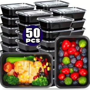 1-100pcs 식품 포장 상자 일회용 보관 점심 용기 냉장고 캠핑 피크닉 바베큐 파티 직사각형 도시락