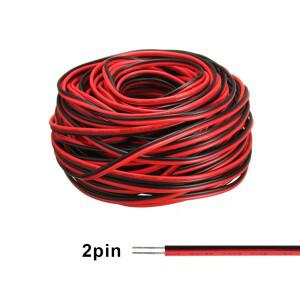 20 미터 2PIN 전선 주석 도금 구리 PVC 단색 LED 스트립 조명 연장 와이어 22AWG에 대 한 빨간색 검정색 케