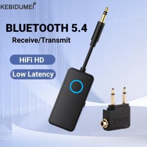2In 1 Bluetooth 5.4 송신기 3.5mm AUX 비행기 오디오 무선 어댑터 마이크 TV 자동차 러닝 머신용