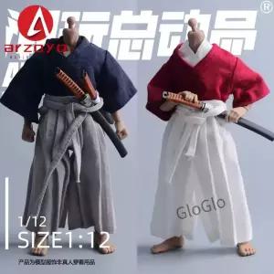 1/12 스케일 사무라이 의상 세트 검 댄스 프레 의류 모델 6 로마키 노타 군인 액션 피규어 바디