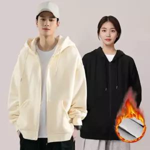 겨울 루즈핏 기모 후드집업 남자 여자 커플후드집업 무지 후드티