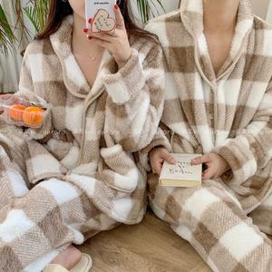 체크 극세사 커플잠옷 수면바지 빅사이즈 파자마 겨울 피치기모 홈웨어