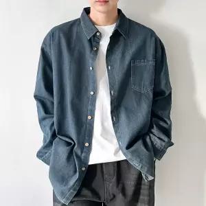 [내추럴무드] M데님 오버핏 셔츠 낙낙 예쁜 루즈함 데일리 캐주얼 커플룩 청남방 빅사이즈까지