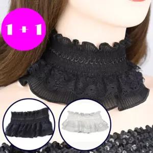 () 1+1 자외선 차단 사계절 레이스 목스카프 쉬폰 프릴 넥워머 망사 스카프 골프