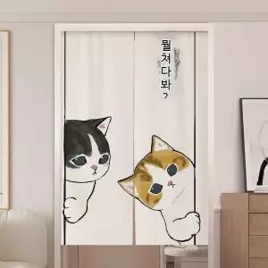 고양이 커튼 신발장 천/패브릭 주방 가게 포스터 가림막 베이커리