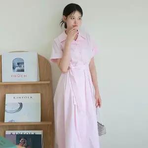 89,900원르포엠벨리아 하프소매 플레어 원피스