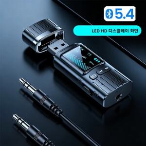 USB 블루투스 5.4 수신기 송신기 AUX 오디오 어댑터 LED 디스플레이 TF 카드 재생 차량용 TV 스피커 PC