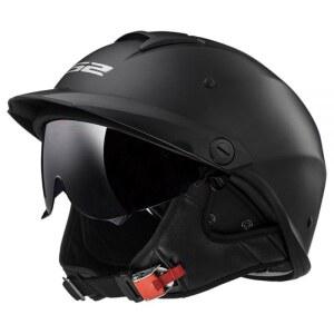 LS2 Helmets Rebellion 오토바이 하프 (매트 블랙 헬멧 2XL)