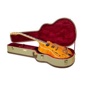 16인치 아치탑 / 할로우 바디 재즈 일렉트릭 기타용 Crossrock 우드 케이스 - Gretsch Electromatic, Ibanez, Epiphone, Gibson ES 시리즈에 적합 비닐 트위드 (CRW620JA16트윈즈)