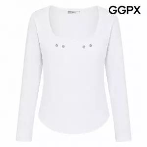[GGPX] 스퀘어넥 펀칭 스판 티셔츠 (GQ8TS031F)