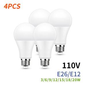 4PCS E26 E12 LED 전구 AC 110V SMD2835 3W 6W 9W 12W 15W 18W 20W 램프 차가운 따뜻한 흰색 Led 실내 조명