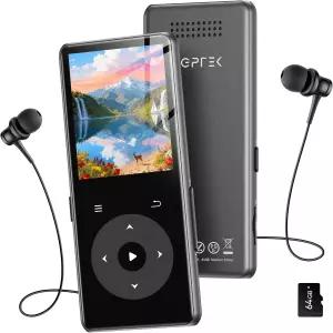 블루투스를 지원하는 AGPTEK 64GB MP3 플레이어 스피커 및 FM 라디오를 M7 1.8인치 음악 터치 버튼 최대