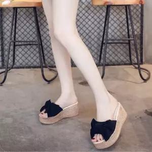 심플 여름 여성 사무실 샌들 통굽 실내화 샌들 7cm 심플 여름 사무실 통굽 7cm