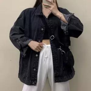2컬러 포켓 디테일 오버핏 여성 데님 자켓