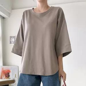여성 무지 7부 절개 긴팔 티셔츠 11TS1270 빅사이즈 루즈핏 오버핏 가을