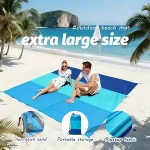 가족용 XL 비치 매트 모래 방지 피크닉 담요 휴대용 캠핑 타프 방수 야외 러그 4-7인용 하이킹