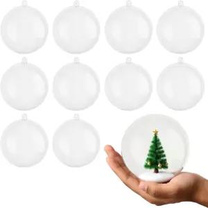 투명 플라스틱 채우기 가능한 장식품 80mm 크리스마스 장식용 공 아크릴 DIY 트리 걸이형