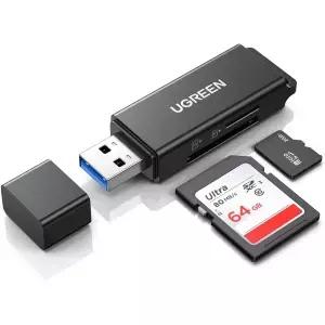UGREEN SD 카드 리더기 휴대용 USB 3.0 Mac Windows Linux Chrome PC Laptop용 TF Micro SDXC SDHC 듀얼