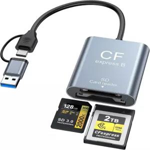 2IN1 CFexpress Type B SD 카드 리더기 USB3.2 10Gbps 듀얼 슬롯 - CFe UHS-II/UHS-I