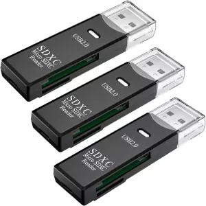 PC용 USB SD 카드 리더기 3개 세트 마이크로 to 어댑터 카메라용 노트북용 Wansurs
