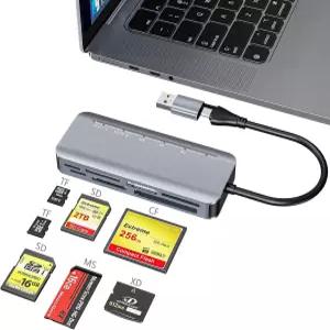7-in-1 메모리 스틱 프로 듀오 카드 리더기 SD/TF/CF/MS/XD USB-C 멀티 태블릿 노트북용 Windows Linux