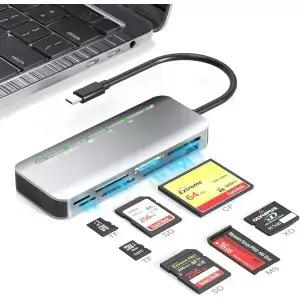 메모리 스틱 프로 듀오 카드 리더기 7-in-1 어댑터 USB C for SD/TF/CF/XD/MS 카메라 게임 트레일 휴대폰