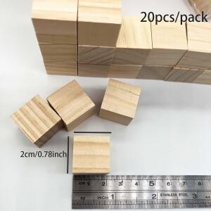 20PCS 2CM 정사각형 나무 블록 미완성 큐브 DIY 공예 모델 재료
