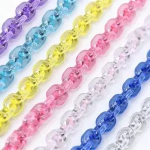 50Pcs 14x18mm 투명 U 자형 아크릴 링크 체인 혼합 색상 보석 만들기 및 DIY 공예를위한 플랫 장식