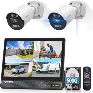 야외 유선 카메라 시스템 CCTV 올인원 DVR 가정용 비디오 감시 122도 광각 동작 감지 월별 요금 없음