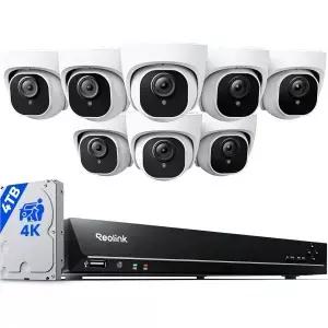 REOLINK 16CH 4K 돔 카메라 시스템 4TB HDD RLK16-800D8 8MP PoE 8대 스마트 인물/차량 감지 NVR H.265