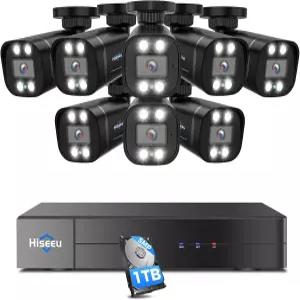 Hiseeu 3K 유선 야외 카메라 시스템 8채널 오디오 포함 스마트 듀얼 라이트 5MP 8CH 감시 DVR CCTV 1대TB