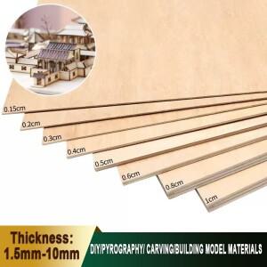 천연 베이스우드 얇은 판재 50x50mm~400x400mm 1.5-10mm 두께 미완성 목재 보드 DIY 건축 모형 레이저 커