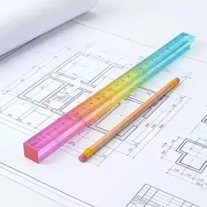 컬러 자와 큐브 2-in-1 기하학적 도면 도구 사무용 수학 학습 문구 및 측정
