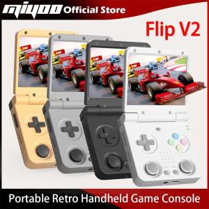 MIYOO Flip V2 레트로 핸드 헬드 게임 콘솔 (금속 경첩 포함) 3.5 ''IPS 스크린 소형 휴대용 게임기 듀얼