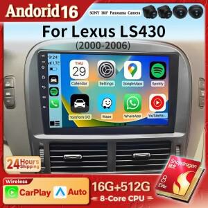 안드로이드 16 카플레이 오토 2K 스크린 카 라디오 BT 멀티미디어 플레이어 렉서스 LS430 XF30 LS 430 2000