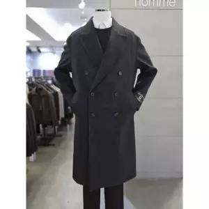 바쏘옴므 세이브존03 바쏘옴므 남성 차콜그레이 울  오버핏 더블 코트 WSYAA4CD31Y (52703613)