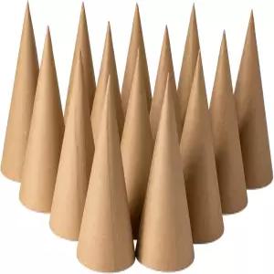 크래피 14PCS 페이퍼 마체 콘 하단 5.9 x 2.75인치 DIY 아트 프로젝트용 크리스마스 놈 트리 모자 할로윈