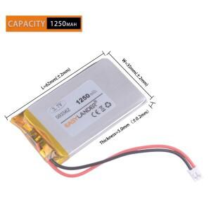 3.7V 503562 2.0 2p 1250mAh 충전식 리튬 이온 폴리머 배터리 Lipo