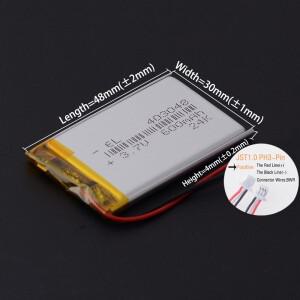 JST1.0mm 3Pin 3.7V 503048 800mAh 리튬 이온 폴리머 배터리