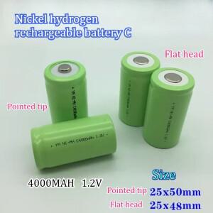 4000mAh 니켈 수소 충전식 배터리 No.2 NI-MH C 손전등 가스레인지 4륜 정렬 장치
