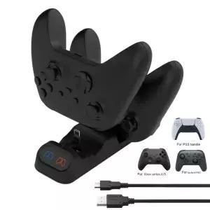 듀얼 도크 충전 스테이션 핸들 컨트롤러 충전기 스탠드 LED 디스플레이 PS5/스위치 프로/Xbox 시리즈S/X용