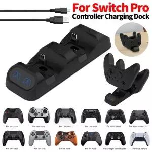 PS5/Xbox 시리즈 S/X용 듀얼 고속 충전기 스위치 프로 컨트롤러 충전 스테이션 포함 표시기 게임패드 도크