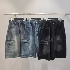 남자 여자 데님버뮤다 카고 건빵 워싱 여름 청반바지