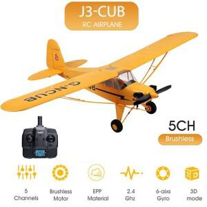 2024 RC 비행기 WLtoys A160 업그레이드 J3-CUB 5CH 리모컨 3D/6G 브러시리스 모터 야외 폼 고정익 항공기