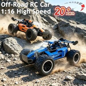 1:16 RC카 전지형 몬스터 트럭 LED 헤드라이트 야외용 2WD 오프로드 취미용 2.4GHz 20Km/h 무선 조종 자동