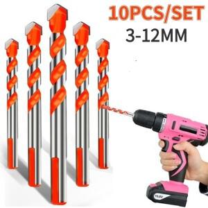타일 벽돌 시멘트 콘크리트 유리 플라스틱 목재 등에 대 한 10PCS 드릴 비트 3-12mm 초경 도구