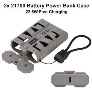 2x 21700 파워 뱅크 박스 DIY 키트 22.5W 고속 충전 듀얼 모드 배터리 케이스 원클릭 교체 제외)