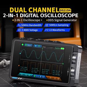 FNIRSI DS215H 오실로스코프 신호 발생기 2 in 1 전자 수리 도구 듀얼 채널 50MHz 대역폭 링