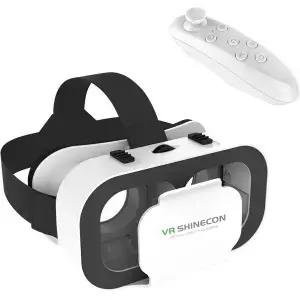 휴대폰용 VR 헤드셋 가상현실 3D 안경 컨트롤러 포함 및 Android 호환 4.7-6.5인치 영화 모바일 게임용